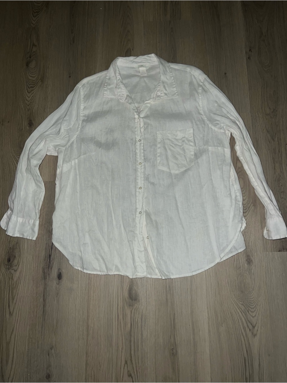 H&M Linen White Button-Up Shirt - White size XL